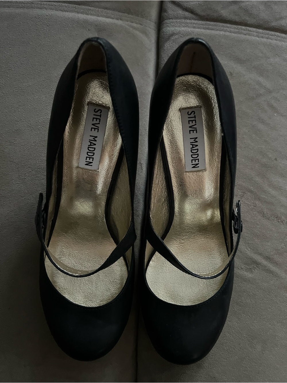 Steve Madden Black Mary Jane Heels with Gold Insole